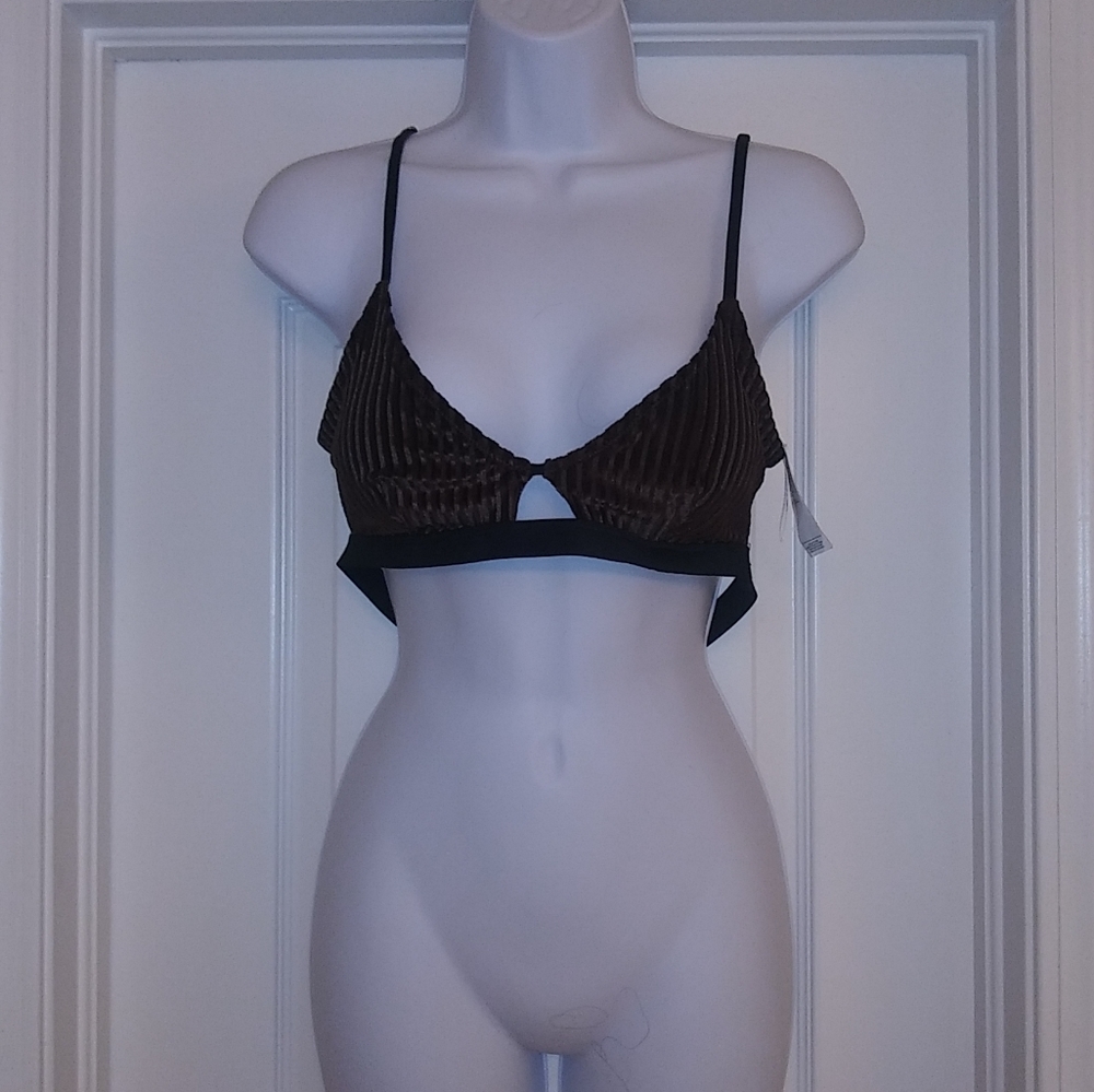 Cupshe Brown Velour Strappy Swimsuit Top